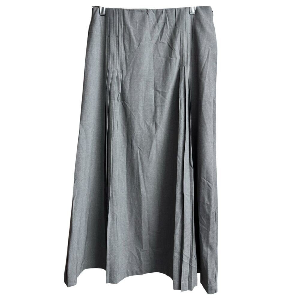 NWT OGL Wrinkle Resistant A Line Pleated Midi Skirt Pockets Gray Size Medium